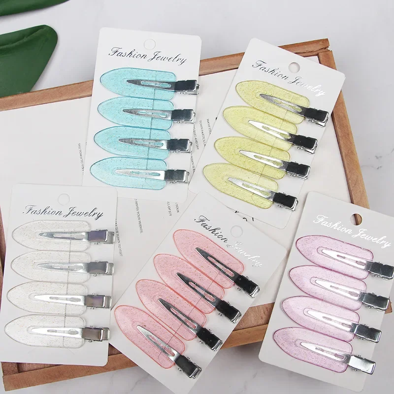 4pcs 6cm 헤어 클립 벤드 없음 원활한 헤어 클립 사이드 뱅스 자용 메이크업 워시 페이스 액세서리 여자 여자 스타일링 헤어핀