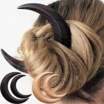 나무 달 수제 비녀 머리핀, 머리 포크 클립 빗, 초승달 모양, 개성 있는 두꺼운 헤어 클립, 스타일링 도구