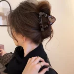 기하학 삼각형 대형 머리 발톱 클립 크랩 클램프 여자 여자 레오파드 포니 테일 홀더 헤어 바레트 헤어핀 헤어 액세서리 - 이미지 3