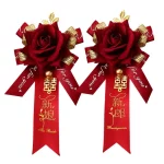 수제 연회 장식 신부 들러리 시뮬레이션 꽃 웨딩 코사지, 중국 스타일 코사지 신부 브로치, 신랑 브로치 - 이미지 2