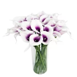 6개 인조 칼라 백합 꽃 PU 조화 웨딩 부케 신부 DIY 꽃 장식 실내 집 방 사무실 테이블 장식 - 이미지 6