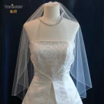 TOPQUEEN V14 웨딩 베일 짧은 연필 가장자리 간단한 신부 베일 한 레이 우아한 Rochii 웨딩 베일 빗 소프트 싱글 - 이미지 3