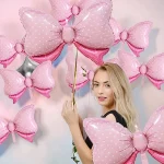 6/8pcs 핑크 활 풍선 미니 나비 넥타이 풍선 웨딩 Brthday 파티 장식 신부 샤워 선물 풍선 장식 용품 - 이미지 2