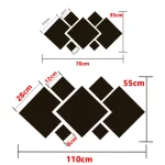 대형 사각형 거울 벽 스티커, 아크릴 불규칙 접합 사각형 DIY 벽 벽화 데칼, 거실 침실 홈 데코 - 이미지 6