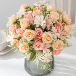 인공 꽃 실크 장미 웨딩 화환 홈 룸 테이블 축제 장식 신부 부케 야외 마당 정원 DIY 선물 저렴한 - 이미지 6