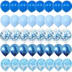40 조각 블루 세트 풍선 금속 라텍스 색종이 풍선 결혼식 발렌타인 데이 글로브 베이비 샤워 생일 파티 장식 - 이미지 5
