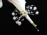 신랑용 화이트 칼라 릴리 코사지, 크리스탈 진주, Boutonniere 결혼, Alfileres boda invitadas - 이미지 2