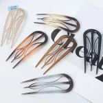 기하학 수지 헤어 포크 헤어 스타일 도구 방수 게으른 머리핀 헤어 액세서리 Hanfu 액세서리 잎 U 자형 헤어 스틱