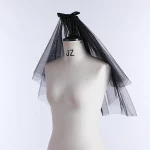 새로운 도착 웨딩 베일 Tulle 짧은 검은 신부 베일 두 레이어 여성 베일 웨딩 액세서리 2025 - 이미지 3