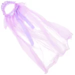 작은 공주 꽃 베일 크라운 두 레이어 웨딩 친교 머리 화환 머리 장식 레이스 베일 꽃 머리 화환 베일 - 이미지 3