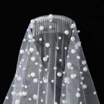 우아한 미니멀리스트 신부 베일, 허리 길이 베일, 여성 결혼식에 적합, 모델 귀걸이 제외