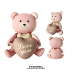 귀여운 사랑 포옹 곰 풍선 아기 생일 파티 발렌타인 데이 웨딩 만화 풍선 무광 핑크 브라운 그린 아기 곰 풍선 - 이미지 3