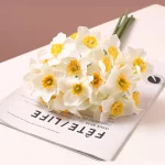 DIA 목가적 인 스타일 수선화 꽃다발 가짜 꽃 인공 꽃 거실 장식 테이블 꽃 실내 장식 - 이미지 5