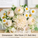 인공 꽃 1개, 장식용 7개의 가짜 꽃, 가정용 신부 웨딩 파티 국화 꽃다발 - 이미지 6