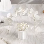 모리 스타일 나비 꽃 수제 헤어 밴드와 머리 핀 세트 여자를위한 패션 파티 머리띠 축제 보석 머리 장식 - 이미지 2