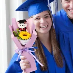 세련된 졸업 곰 꽃다발 입상 보라색 곰 연회 플라스틱 꽃 연회 소품 사진 촬영 액세서리