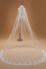 Voile Mariage 3M 한 레이어 레이스 가장자리 화이트 아이보리 대성당 웨딩 베일 긴 신부 베일 저렴한 웨딩 액세서리 Veu de Noiva - 이미지 2