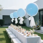 36 인치 블루 그린 큰 풍선 웨딩 장식 생일 파티 거대한 헬륨 풍선 1.5m * 1.5m 흰색 거즈 로맨틱 파티 장식