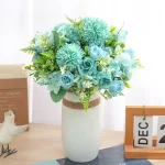 꽃병 웨딩 홈 장식을위한 장미 인공 꽃 가짜 실크 선물 꽃다발 공예 파티 테이블 수국 꽃꽂이 - 이미지 5