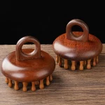 HUA 다기능 마사지 빗 마사지 도구 휴대용 원형 치아 Guasha 빗 나무 치료 두피 헤드 마사지 링 - 이미지 3