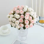 1Pc 실크 인공 꽃 카네이션 로즈 웨딩 신부 꽃다발 홈 축제 야외 정원 아치 벽 Diy 선물 상자 장식 - 이미지 4