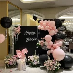 107Pcs 핑크와 블랙 풍선 화환 아치 키트 발렌타인 데이 웨딩 아기 생일 파티 장식을위한 투명 풍선 - 이미지 4