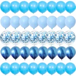 40 조각 블루 세트 풍선 금속 라텍스 색종이 풍선 결혼식 발렌타인 데이 글로브 베이비 샤워 생일 파티 장식 - 이미지 6