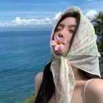 유행 프랑스 꽃 여성 Headscarf 선 스크린 쉬폰 스퀘어 스카프 여행 사진 액세서리 부드러운 머리 스카프 봄 여름