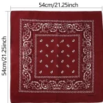 힙합 카우보이 페이즐리 스카프 대형 두건 머리 스퀘어 스카프 남성 여성 55x55cm 블랙 레드 화이트 - 이미지 4