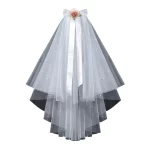 신부 베일 웨딩 베일 짧은 웨딩 베일 진주 꽃 신부 베일 웨딩 헤어 액세서리 - 이미지 5