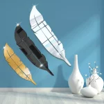 대형 깃털 아크릴 거울 벽 장식 스티커, 패션 DIY 자체 접착 벽 아트 데칼, 거실 거울 장식 - 이미지 3