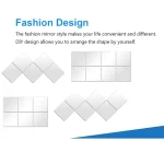 홈 데코 욕실 자체 접착 벽화 거울 스티커, 벽 타일 스티커, 사각형 DIY 데칼, 10 개 - 이미지 5