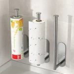 욕실 주방용 스테인리스 스틸 페이퍼 타월 홀더, 펀치 없이 벽걸이형 티슈/타월 롤, 접착식 화장실 수납 랙 - 이미지 3