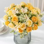 인공 꽃 실크 장미 웨딩 화환 홈 룸 테이블 축제 장식 신부 부케 야외 마당 정원 DIY 선물 저렴한