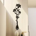 DIY 백합 꽃병 아크릴 거울 스티커 방 장식 꽃병 3D 꽃 벽 전사 술 스티커 거실 벽 홈 장식 - 이미지 3