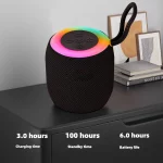 야외 휴대용 무선 블루투스 스피커, 서브우퍼, 자동차 및 가정용, 화려한 조명, 분위기 있는 소형 미니 스피커 - 이미지 2