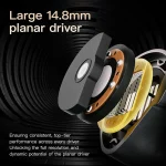 레츠워 S12 울트라 이어폰 14.8mm 대형 평면 자기 드라이버 하이파이 인이어 모니터 게이밍 이어버드 DAC 케이블 포함 - 이미지 2